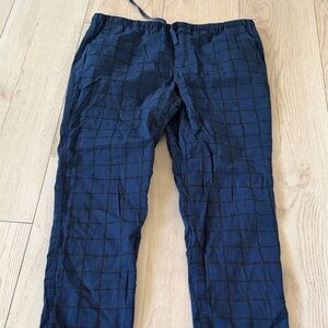 Women's Navy Grid Drawstring Pants